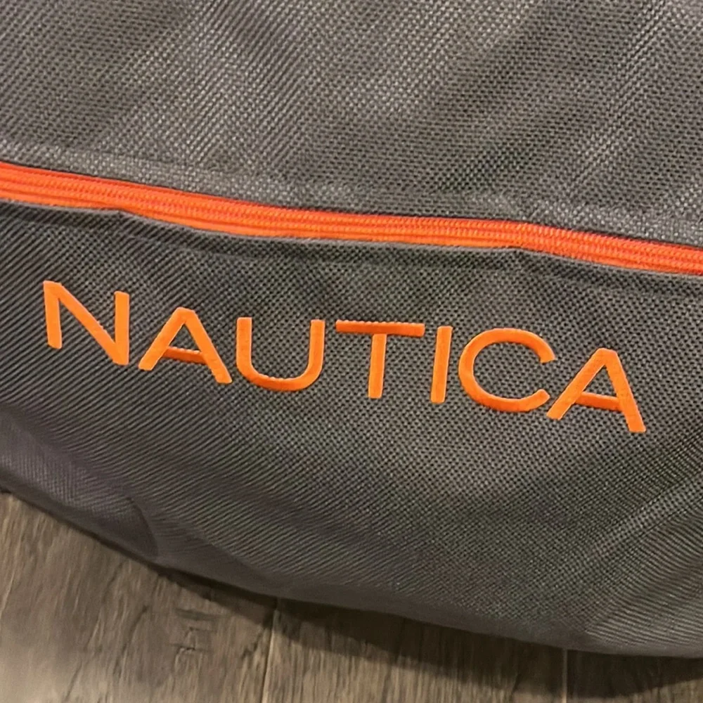 Nautica Grey Orange Canvas Tote new beach pool vacation